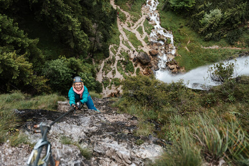 Spaß beim Klettersteigen